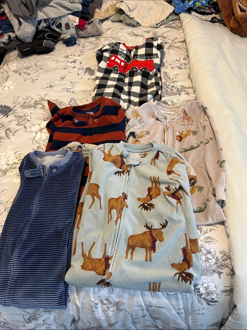 Carter's PrintFooted Pajamas 5 pair